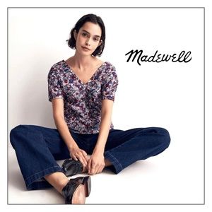 NWT Madewell Puff-Sleeve Top in Floral Seersucker